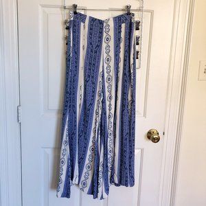 Anthropologie Blue and White Patterned Flowy Pants
